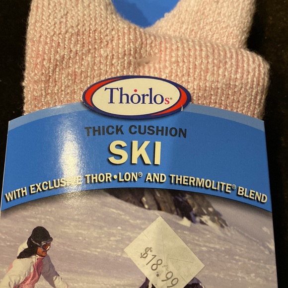 Thorlos Thick cushioned ski socks Over- calf Pink NEW - Picture 2 of 4
